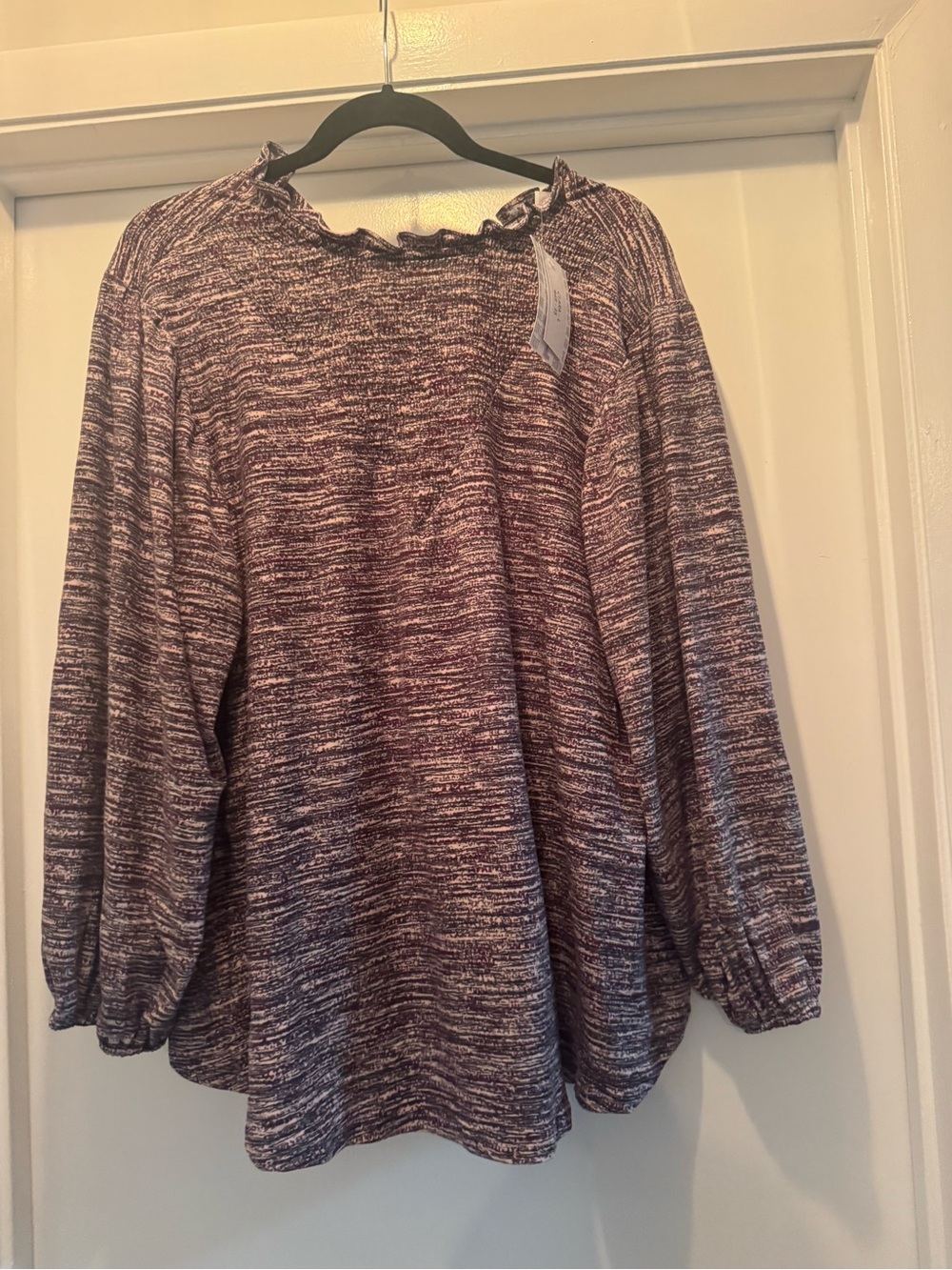 LuLaRoe Clara Long-Sleeve Smock Top in Purple Mix